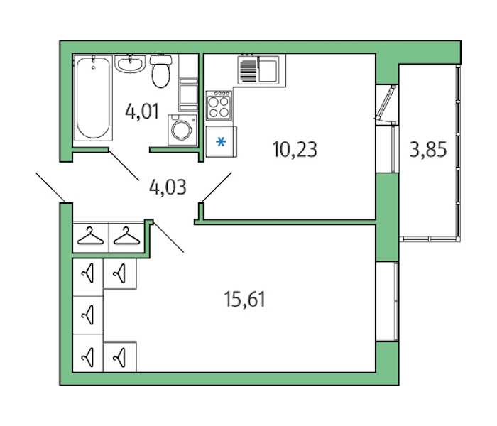 Однокомнатная квартира в ЛенСтройТрест: площадь 35.81 м2 , этаж: 1 – купить в Санкт-Петербурге